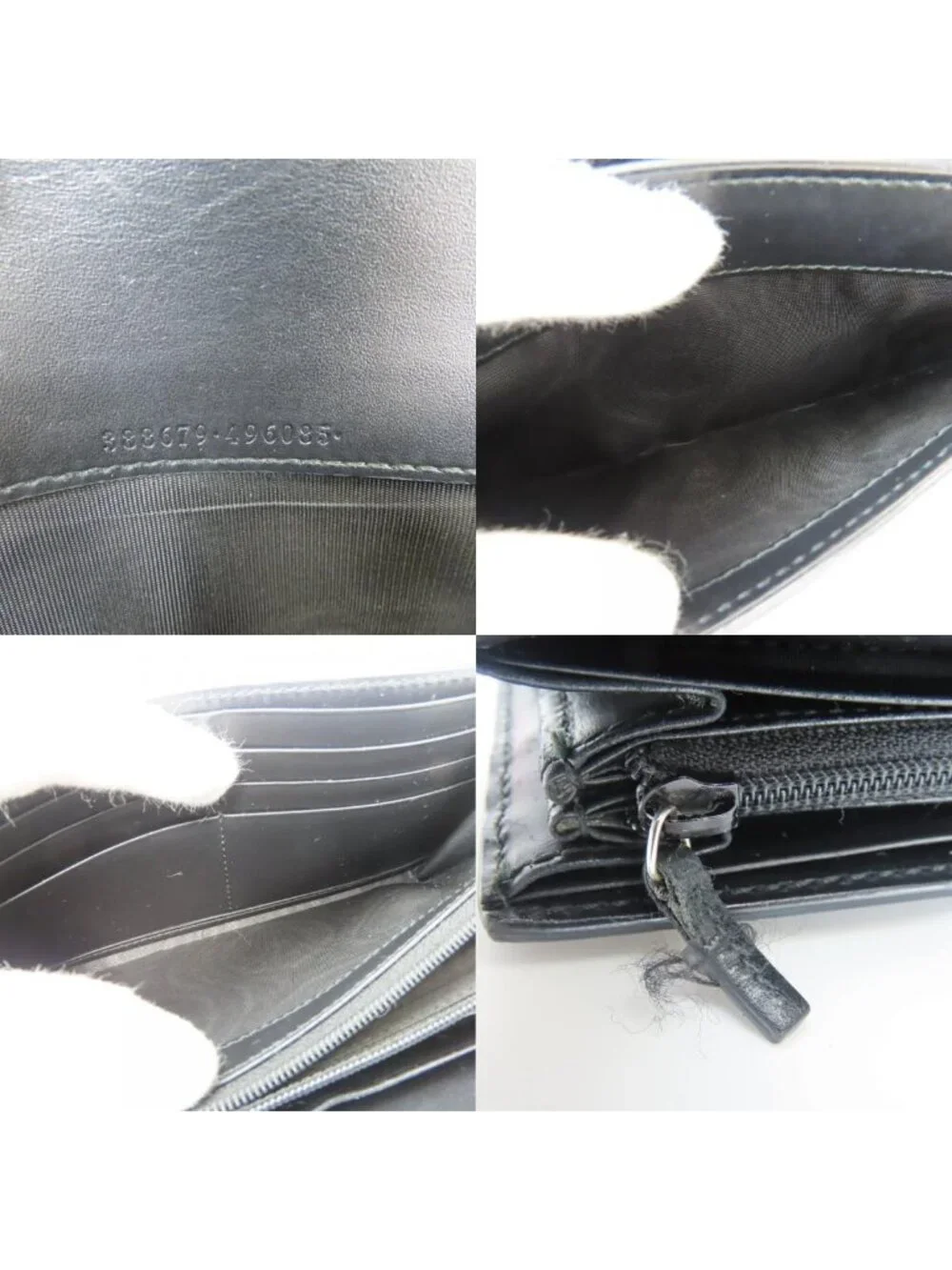 Gucci Wallet Ribbon Marais the Black Gold Guccissima Bifold - Picture 9 of 9